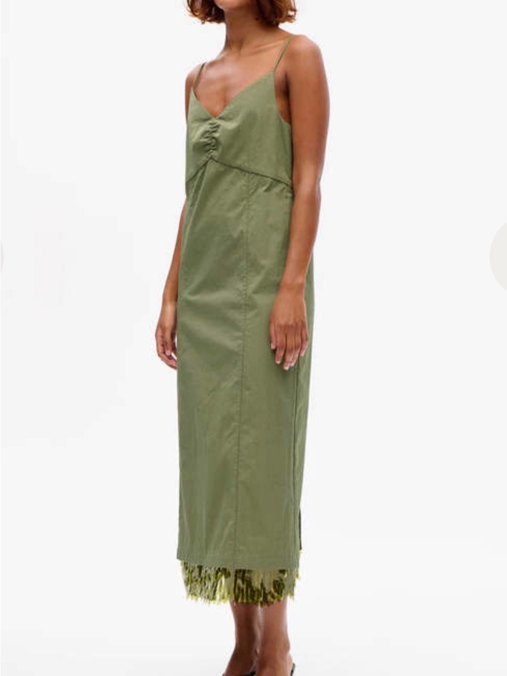 Olive Green Fringe-Hem Maxi Skirt - Picture 4 of 8